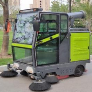 Opzit-veegmachine met vijf borstels